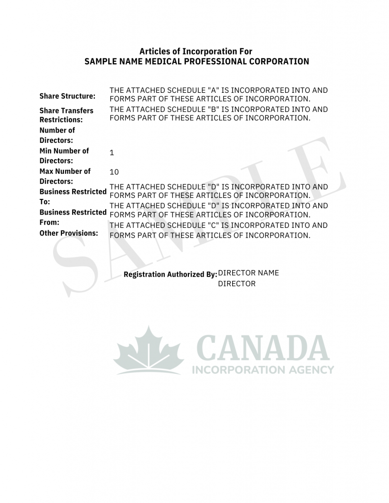 Alberta professional corporation