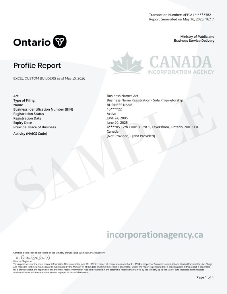ontario-corporate profile report